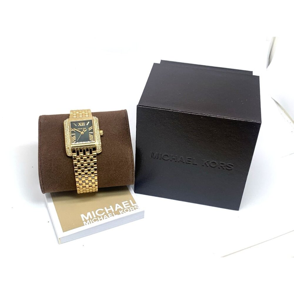 Michael Kors Women's Watch MK4742 Quartz Green Dial Gold Steel Tank 27mm - Picture 3 of 14